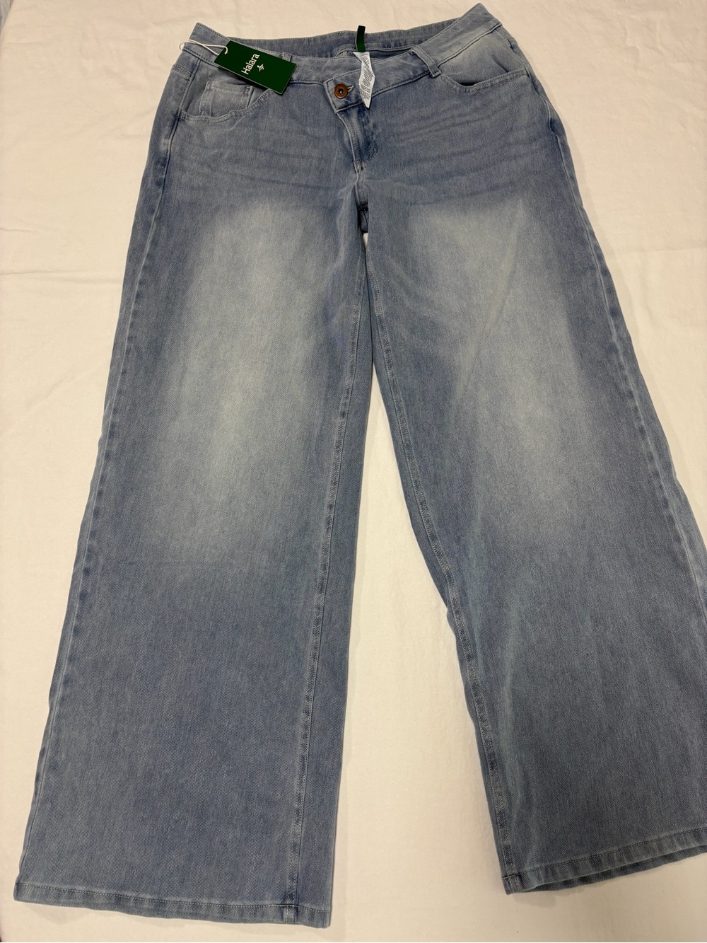 HALARA Light Wash Asymmetrical Wide-Leg Jeans - Light Blue